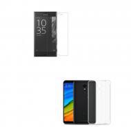Tempered Glass Protector + Jelly Cover For Xperia L1 For Transparent