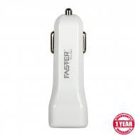 Faster Fast Micro & IPhone Car Charger with USB Charging Port 2.4 A FCC200 White