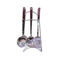 Kitchen Stainless Steel Utensils Cooking SpoonWith Stand 6 Pcs Set 13 inch