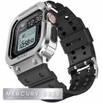 Apple Watch Band & Case Classic Stainless Steel Bumper With TPU Military Strap (44MM) - Mercury Silver Grey