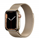 Apple Watch Series 7 41mm Stainless Steel Gold Case with Gold Milanese Loop