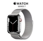 Apple Watch Series 7 45mm GPS + Cellular, Stainless Steel Case with Graphite Milanese Loop, Silver - Non PTA