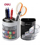 Deli Pen Stand And Desk Organizer Plastic With 3 Drawers - 9147 - Black
