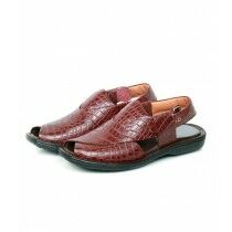 Sage Leather Peshawari Chappal For Men Maroon (330421)