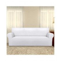 Rainbow Linen Jersey Sofa Cover 2 Seater White