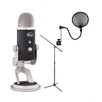 Blue Microphones Yeti Pro Multipattern+ Boom Microphone Stand + Pop Microphone Filter