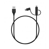 RavPower USB-A to Lightning /Type-c /Micro-USB Cable Black 1M (RP-CB021)