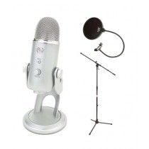 Blue Microphones Yeti USB Microphone with Boom Microphone Stand and Knox Pop Filter
