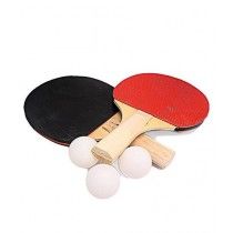 Rubian Table Tennis Racket With Balls - Red & Black