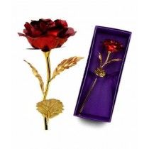 Kharedloustad 24K Gold Foil Plated Rose with Love Stand