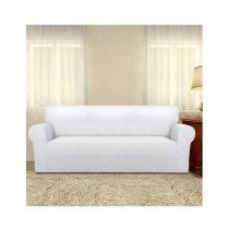 Rainbow Linen Jersey Sofa Cover 4 Seater White