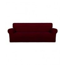 Rainbow Linen Jersey Sofa Cover 4 Seater Red