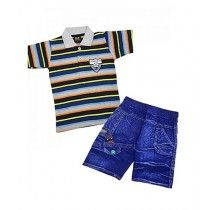Bindas Collection Pack Of 2 Cotton Shirts & Denim Shorts For Kids Mulicolor (IL-0301)