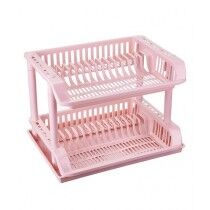 Easy Shop 2 Layer Plate or Dish Rack Pink
