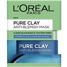 L'Oreal Pure Clay Marine Algae Mask - Anti-Blemish,  Blue 50ml - 599.101405.00.000