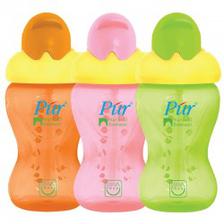 Pur Flip-Flap Straw Bottle in Orange, Pink and Green