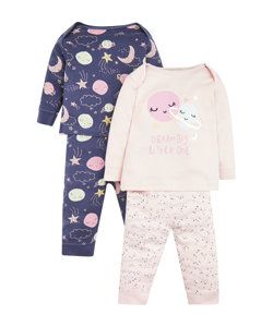 pink and purple space pyjamas - 2 pack
