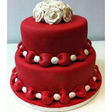Dark Red Anniversary Cake