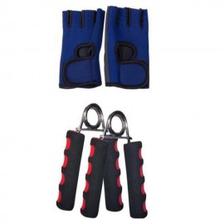 Pack of 2 Gym Gloves & Hand Grip