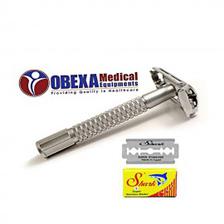 Obexa Medical Equipments Butterfly Twist To Open Double Edge Safety Razor with 10 Shark Double Edge Razor Blade Silver