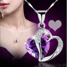 Purple Heart Rhinestone Necklace