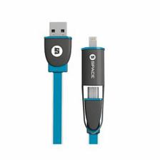 Space 2 in 1 Lightning/Micro Usb To Usb Cable Ce404 Blue