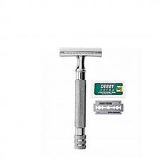 Obexa Medical Equipments Double Edge Safety Razor with 10 Derby Blades Silver