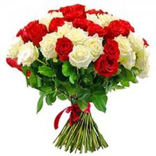 RED & WHITE ROSES BUNCH
