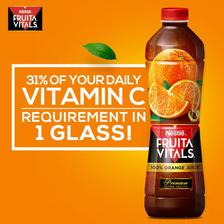 Nestle Fruita Vitals 100%  Orange Juice,  1 Liter