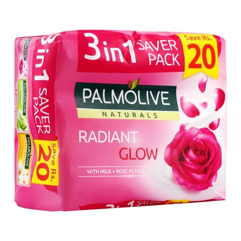 Palmolive Naturals Radiant Glow Soap, 3-In-One Pack, 3X145g