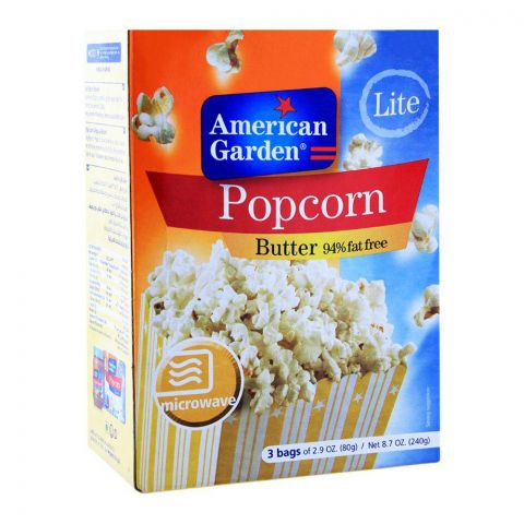 American Garden Butter Popcorn, 94% Fat Free, 255g
