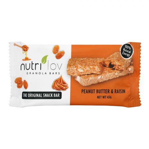 Nutri Lov Granola Bars, Peanut Butter & Raisin, Instant Protein, 45g
