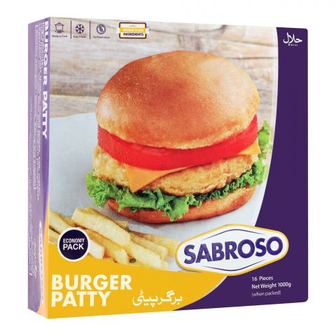 Sabroso Burger Patty, 16 Pieces, Chicken, 1000g