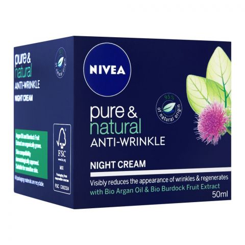 Nivea Pure & Natural Anti-Wrinkle Night Cream, 50ml