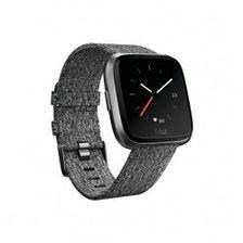 Fitbit Versa Special Edition Charcoal Woven Band Black Classic Band Graphite Aluminum Case  