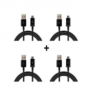 Singapore Mobile Accessories Micro USB Fast Charging Copper Data Cable - Pack Of 4 - Black