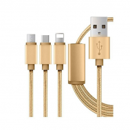 Singapore Mobile Accessories Multi Charging Cable - 3 In 1 Usb Cable - Gold