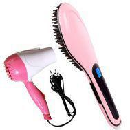 Pack Of 2 Hair Straightener Brush & Foldable Hair Dryer By Saste Shop