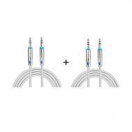 Singapore Mobile Accessories Pack Of 2 - Aux Cable - 1M - 3.5mm - Grey