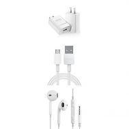 Huawei Pack Of 3 - Quick Charger,Charging Cable,Earphones For Huawei Smart Phones - White