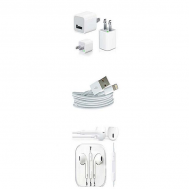 Singapore Mobile Accessories Pack Of 3 - Charger With Cable & Earphones For Iphone 5 & 6 - White