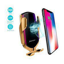 Automatic Sensor Qi Wireless Fast Mobile Charger Car Mount Phone Holder - Golden