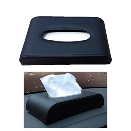 Universal Leather Car Tissue Box - Black | Tissue Holder | Modern Paper Case Box | Napkin Container Tray | Towel Desktop