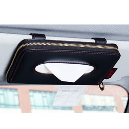 Zipper Car Sun Visor Tissue Box - Black | Tissue Holder | Modern Paper Case Box | Napkin Container Tray | Towel Visor Tissue Box