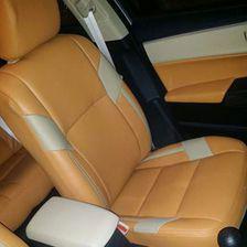 Japanese Leather Type Rexine Seat Covers Mustard With Cream color