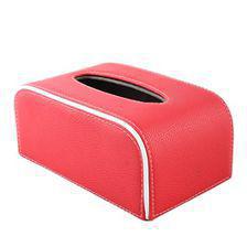 Fancy Red Leather Car Tissue Box  | Tissue Holder | Modern Paper Case Box | Napkin Container Tray | Towel Desktop