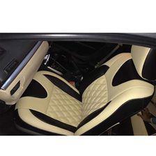 Japanese Leather Type Rexine Seat Covers Black and Beige Style B
