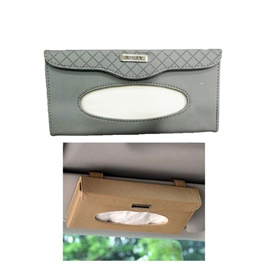 Car Sun Visor Tissue Box - Grey | Tissue Holder | Modern Paper Case Box | Napkin Container Tray | Towel Visor Tissue Box