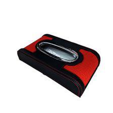 Car Tissue Box Red And Black with Red Stitch 5CM| Tissue Holder | Modern Paper Case Box | Napkin Container Tray | Towel Desktop