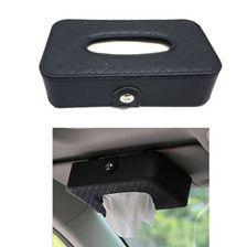 Premium Leather Car Tissue Box - Black | Tissue Holder | Modern Paper Case Box | Napkin Container Tray | Towel Desktop